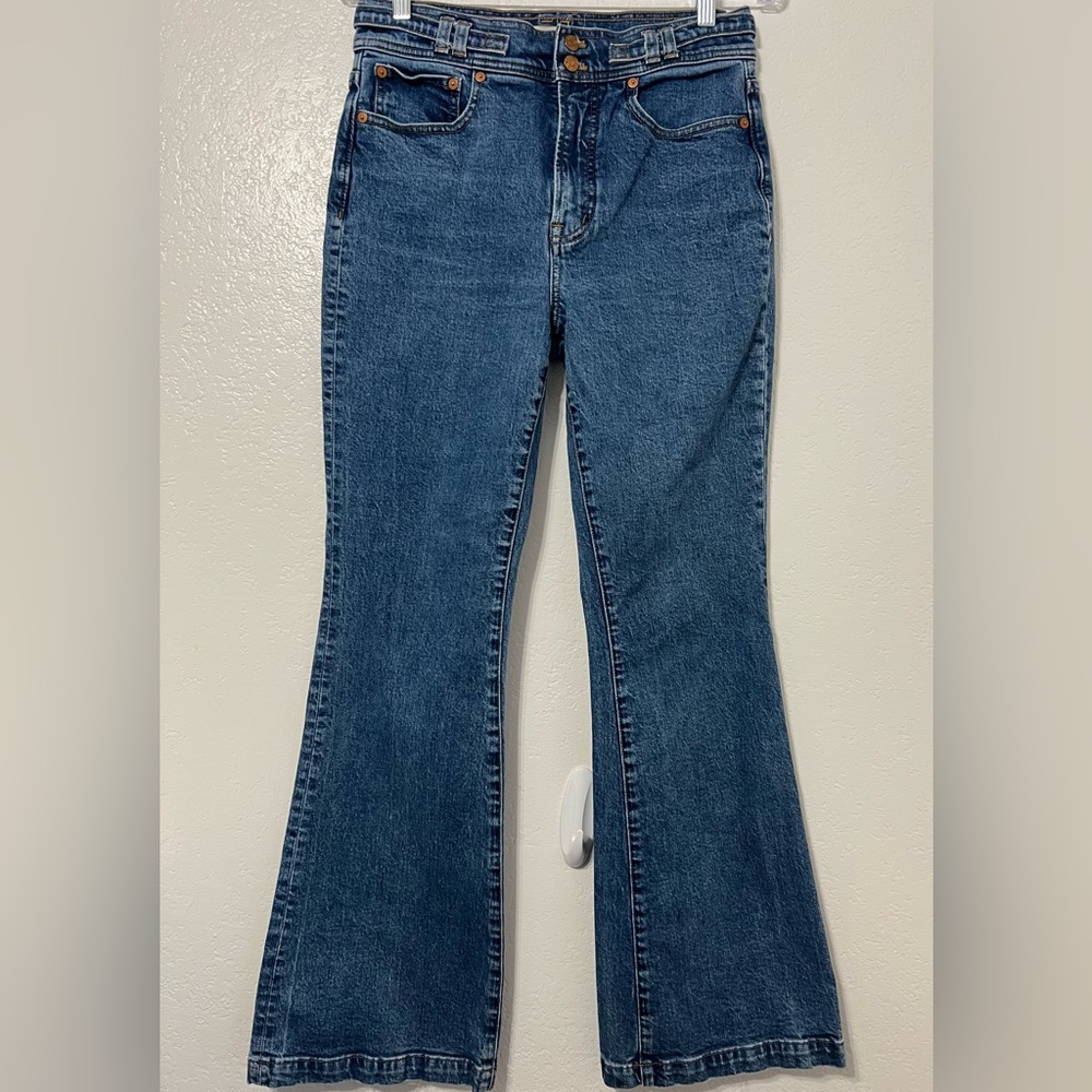 Madewell High Rise Flare Vintage Inspired Retro 70s Medium Wash Blue Denim Jeans